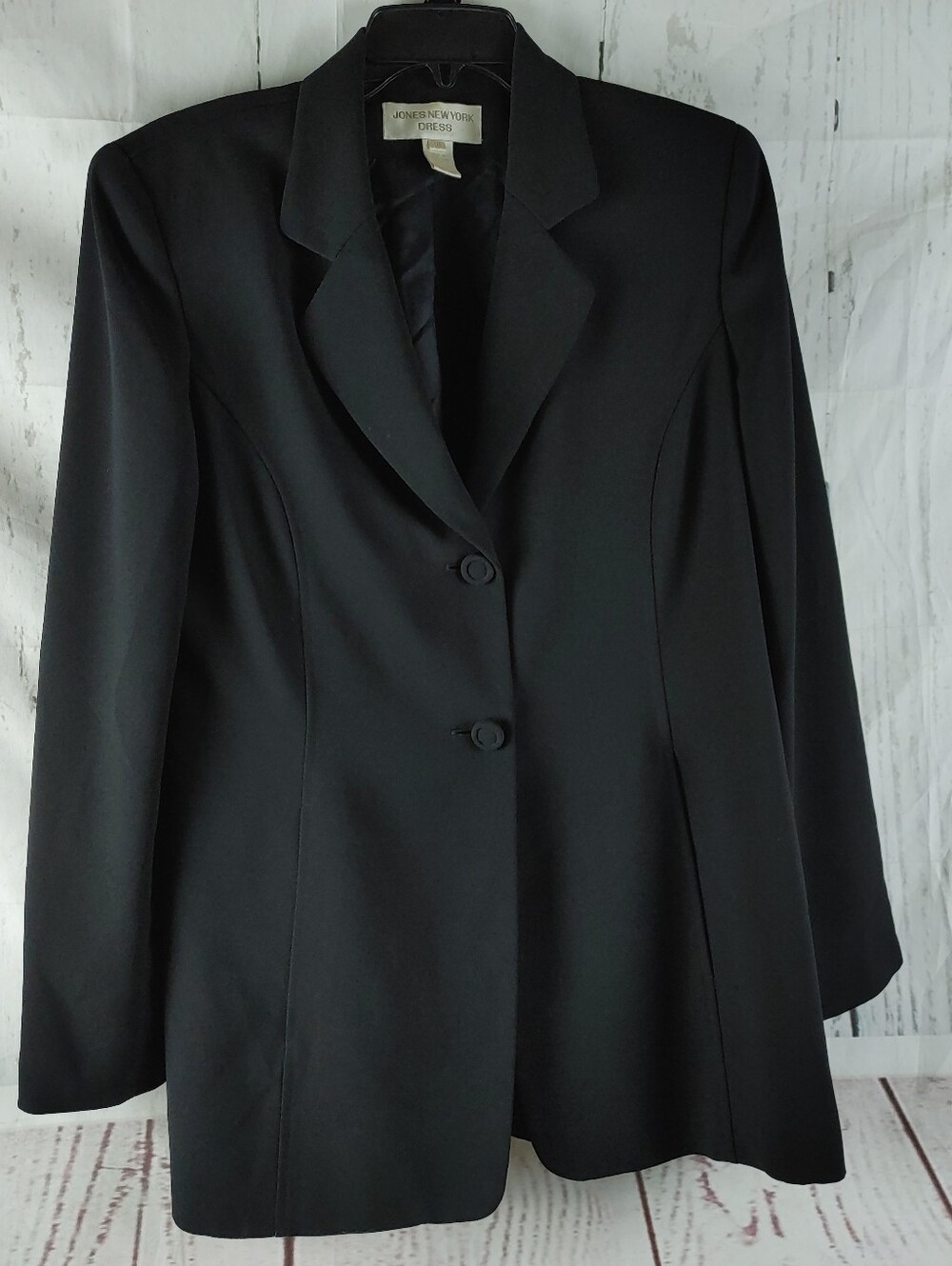 Jones New York Dress Women’s Size 10 Black Longline Blazer One Button Career